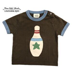 Mini Boden 6-12m Bowling Appliqué Ringer Tee Shirt